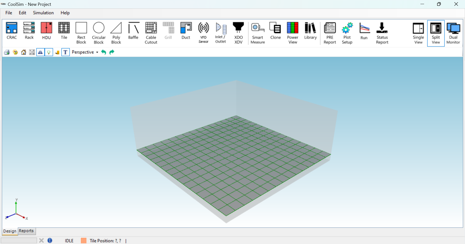 CoolSim model at start-up