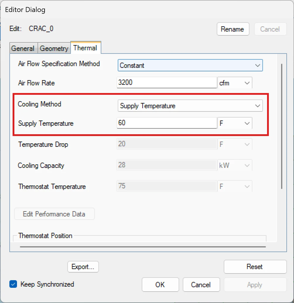 WP105: CRAC Thermal Boundary Condition Options in CoolSim